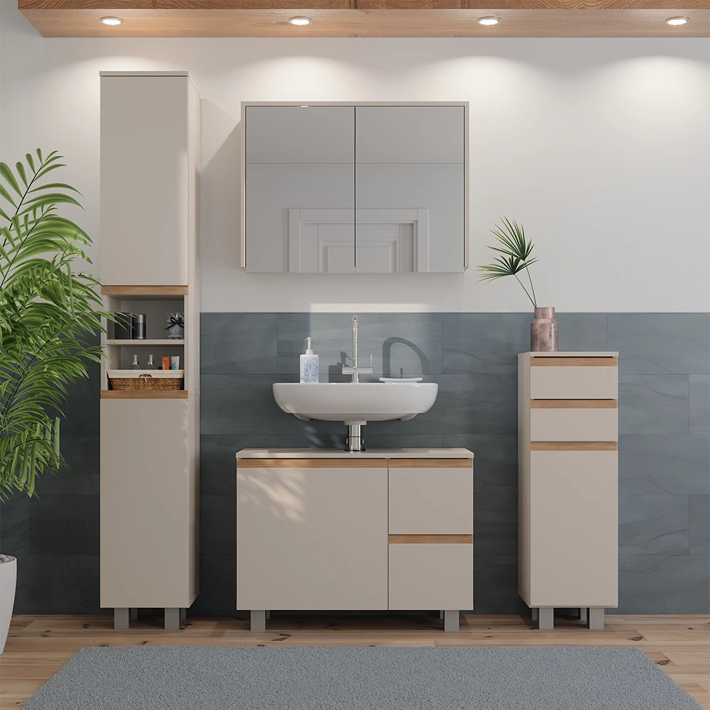 Badkamerkast J-Shape Kasjmier/Artisan 30.2 x 190 cm met 2 deuren Vicco