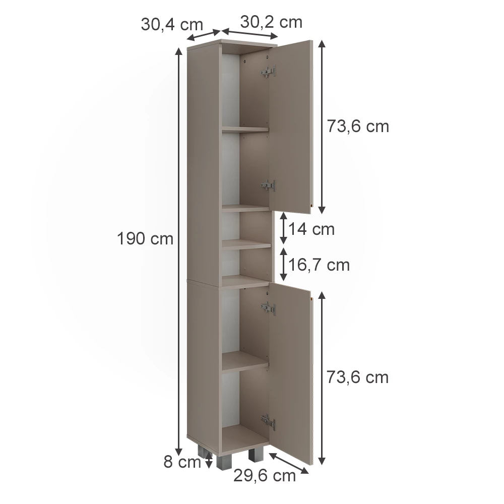 Badschrank in Cashmere/Artisan auf weißem Hintergrund