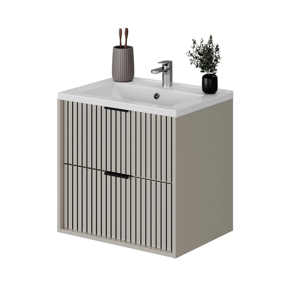 Wastafelonderkast in Kasjmier on white background with decorative elements