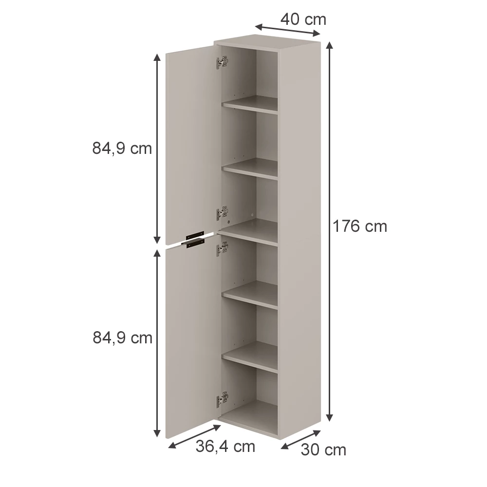 Hochschrank in Cashmere auf weißem Hintergrund