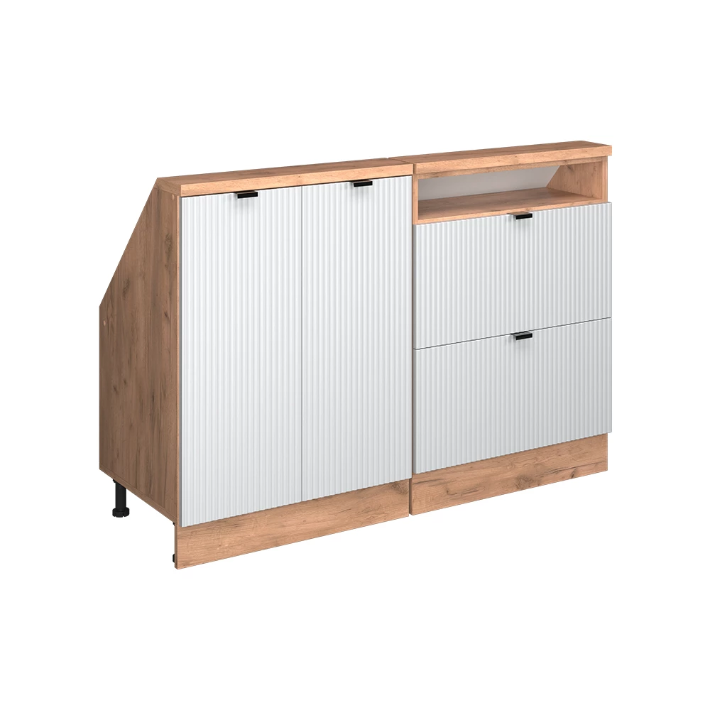 Ensembles de meuble de rangement sous pente en Blanc cannelé sur fond blanc