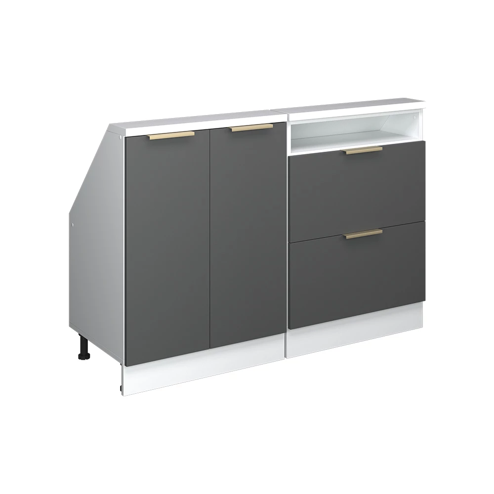 Kastenset voor schuine wand in Antraciet-goud on white background