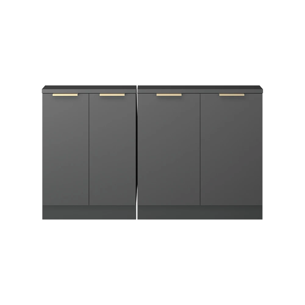 Nahaufnahme von Dachschrägenschrank-Set in Anthrazit-Gold, zeigt Textur/Details