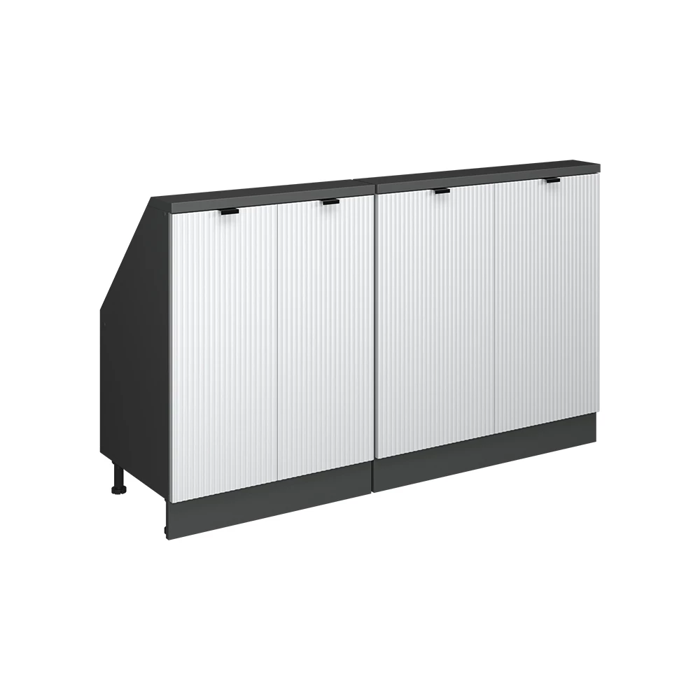 Skriňová súprava so šikmou strechou in Biele zvlnenie on white background