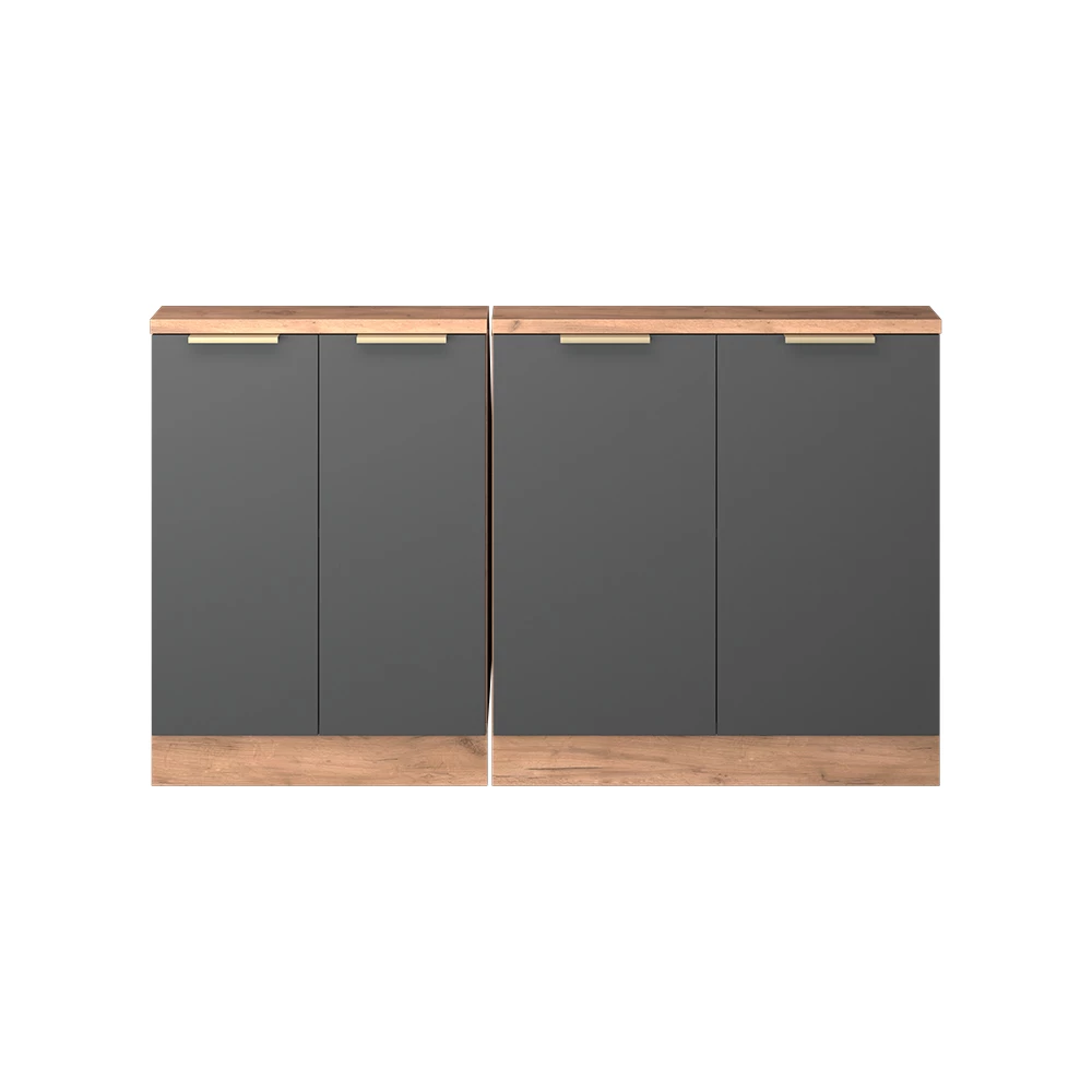 Gros plan de Ensembles de meuble de rangement sous pente en Anthracite-or, montrant la texture/les détails