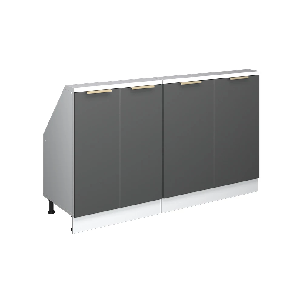 Dachschrägenschrank-Set in Anthrazit-Gold auf weißem Hintergrund