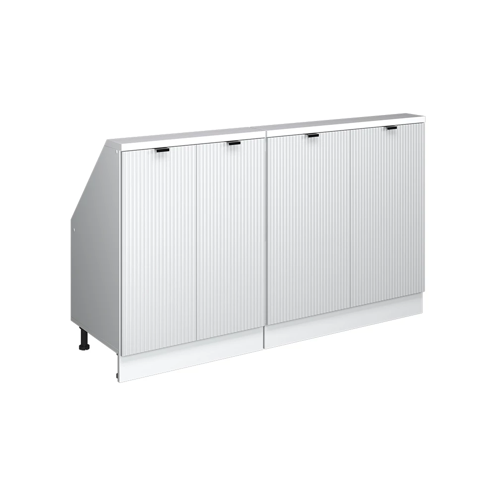 Skriňová súprava so šikmou strechou in Biele zvlnenie on white background