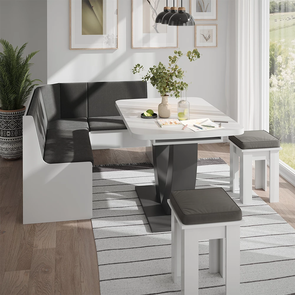 Esszimmer-Eckbank Ramon Weiß 150 x 51 cm mit Stauraum Vicco | Weiß | 150x120 cm