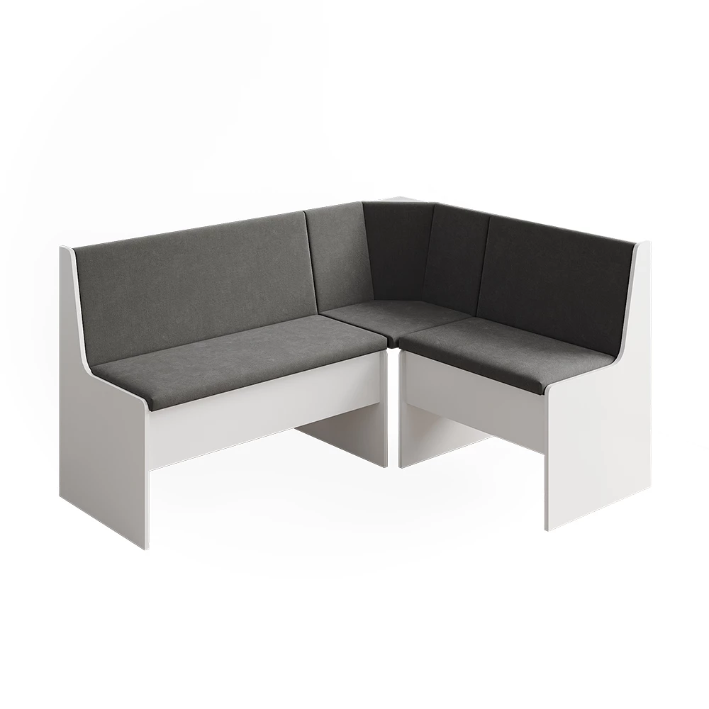 Dining room corner bench in White on white background