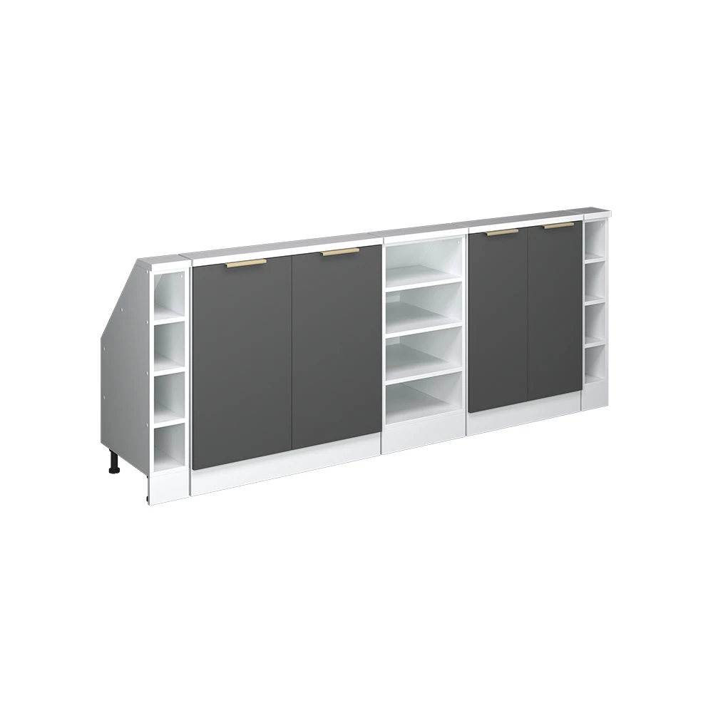 Ensembles de meuble de rangement sous pente en Anthracite-or sur fond blanc