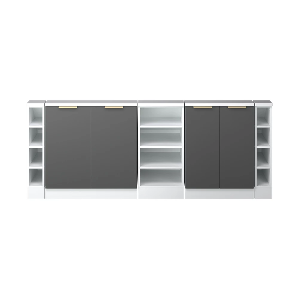 Gros plan de Ensembles de meuble de rangement sous pente en Anthracite-or, montrant la texture/les détails