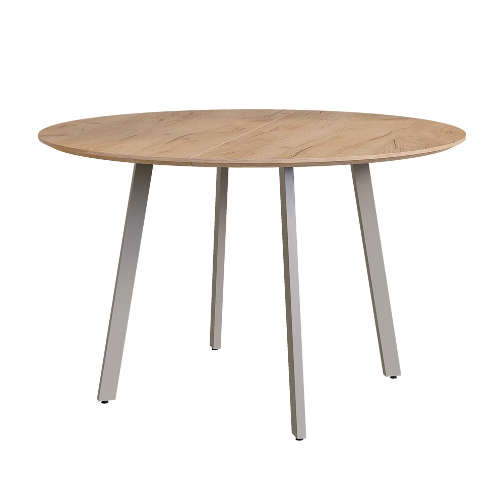 Esstisch in Greige auf weißem Hintergrund