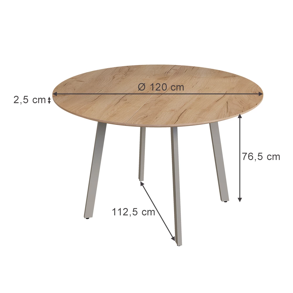 Esstisch in Greige auf weißem Hintergrund