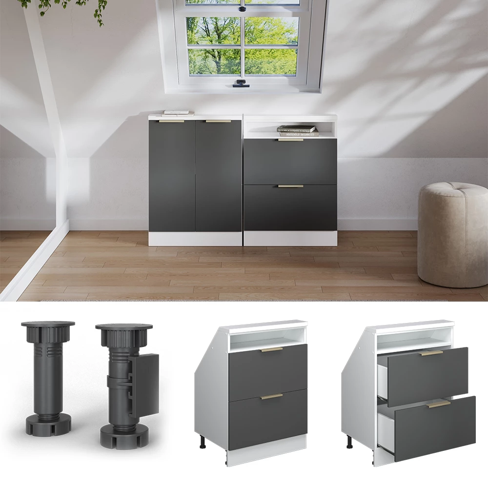 Kast voor schuine wand in Antraciet-goud on white background