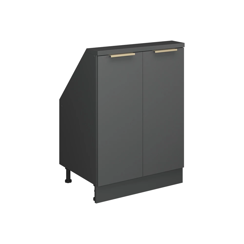 Kast voor schuine wand in Antraciet-goud on white background