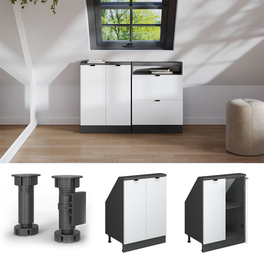 Viistokaappi in Valkoinen aallotus on white background