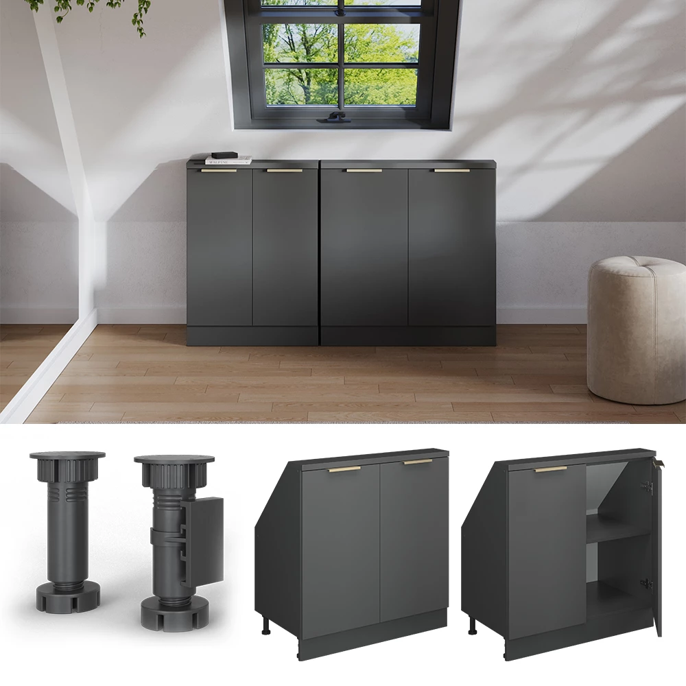 Šikmá skriňa in Antracitové zlato on white background