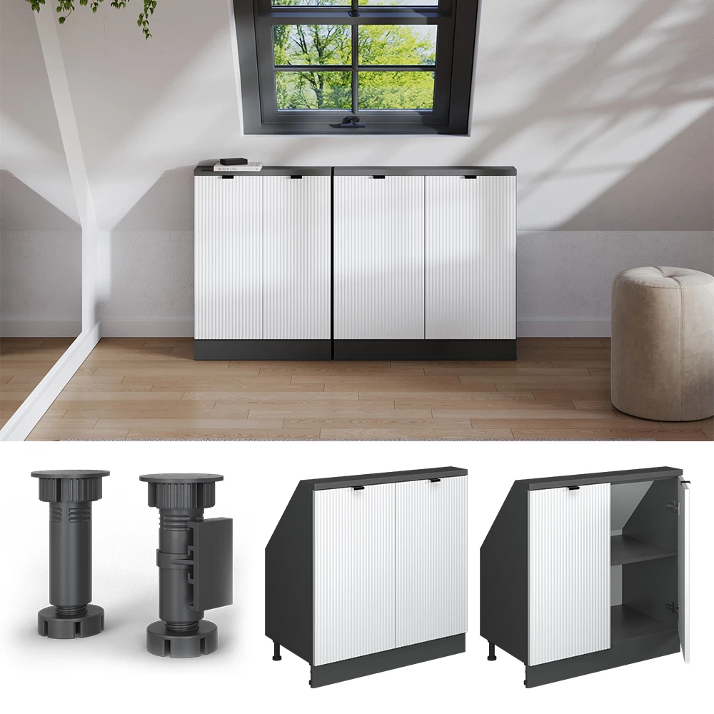 Viistokaappi in Valkoinen aallotus on white background