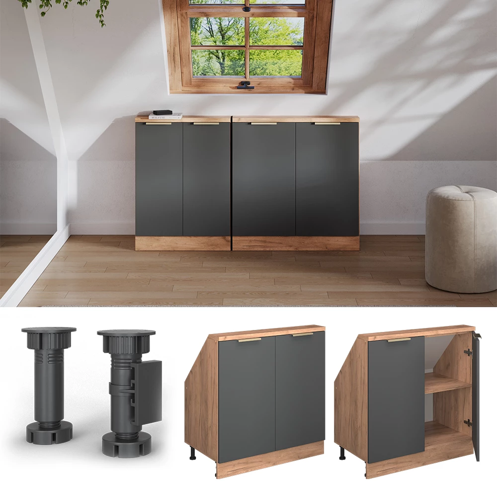 Šikmá skriňa in Antracitové zlato on white background