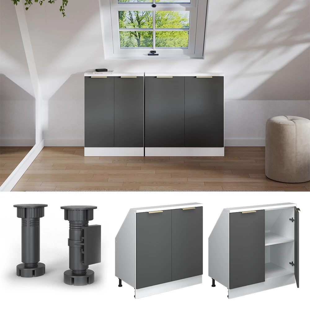 Šikmá skriňa in Antracitové zlato on white background