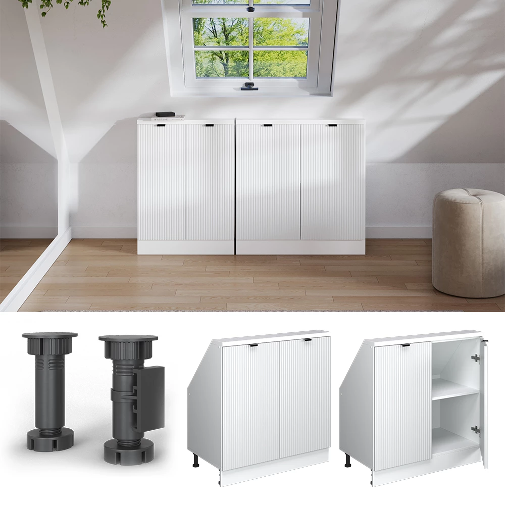 Viistokaappi in Valkoinen aallotus on white background