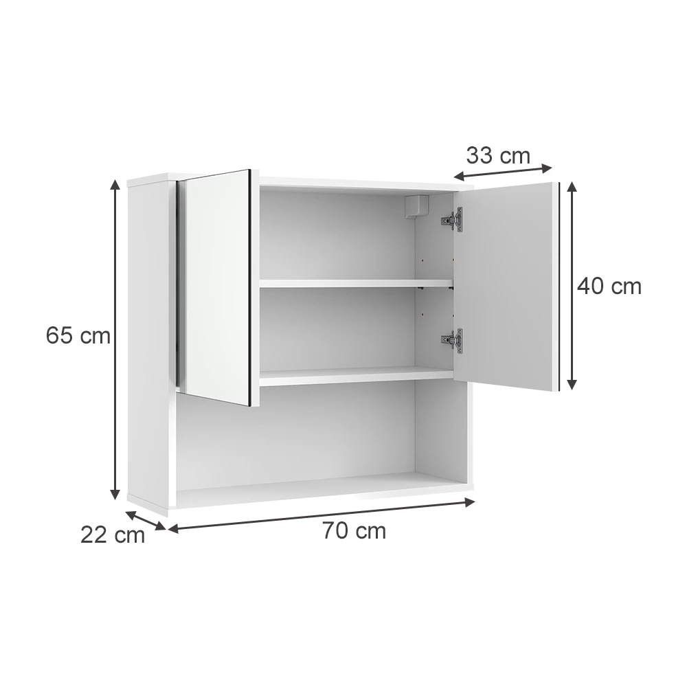 Badspiegelschrank in Weiß auf weißem Hintergrund