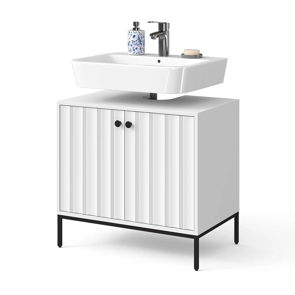 Wastafelonderkast in Wit on white background with decorative elements