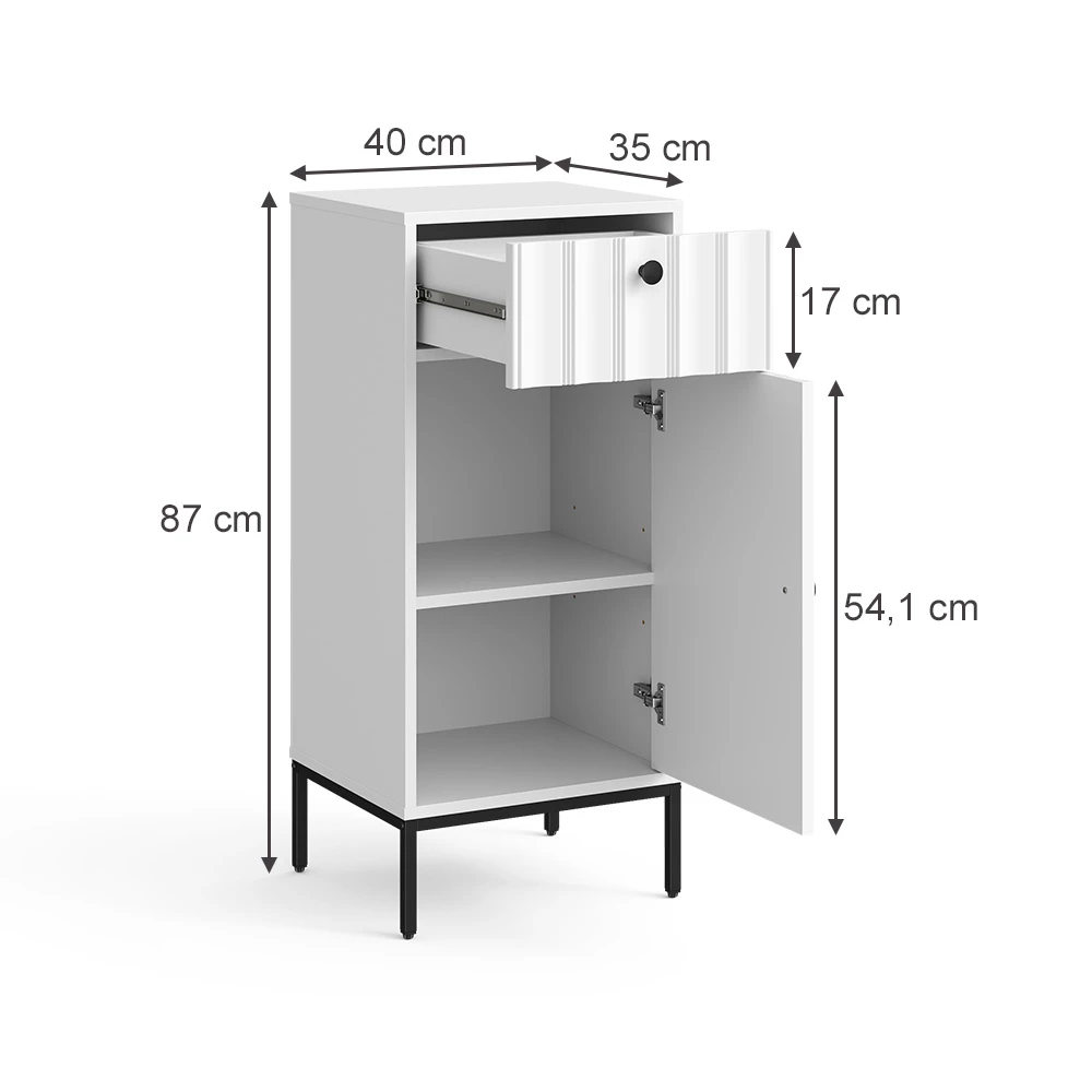 Midi cabinet in White on white background