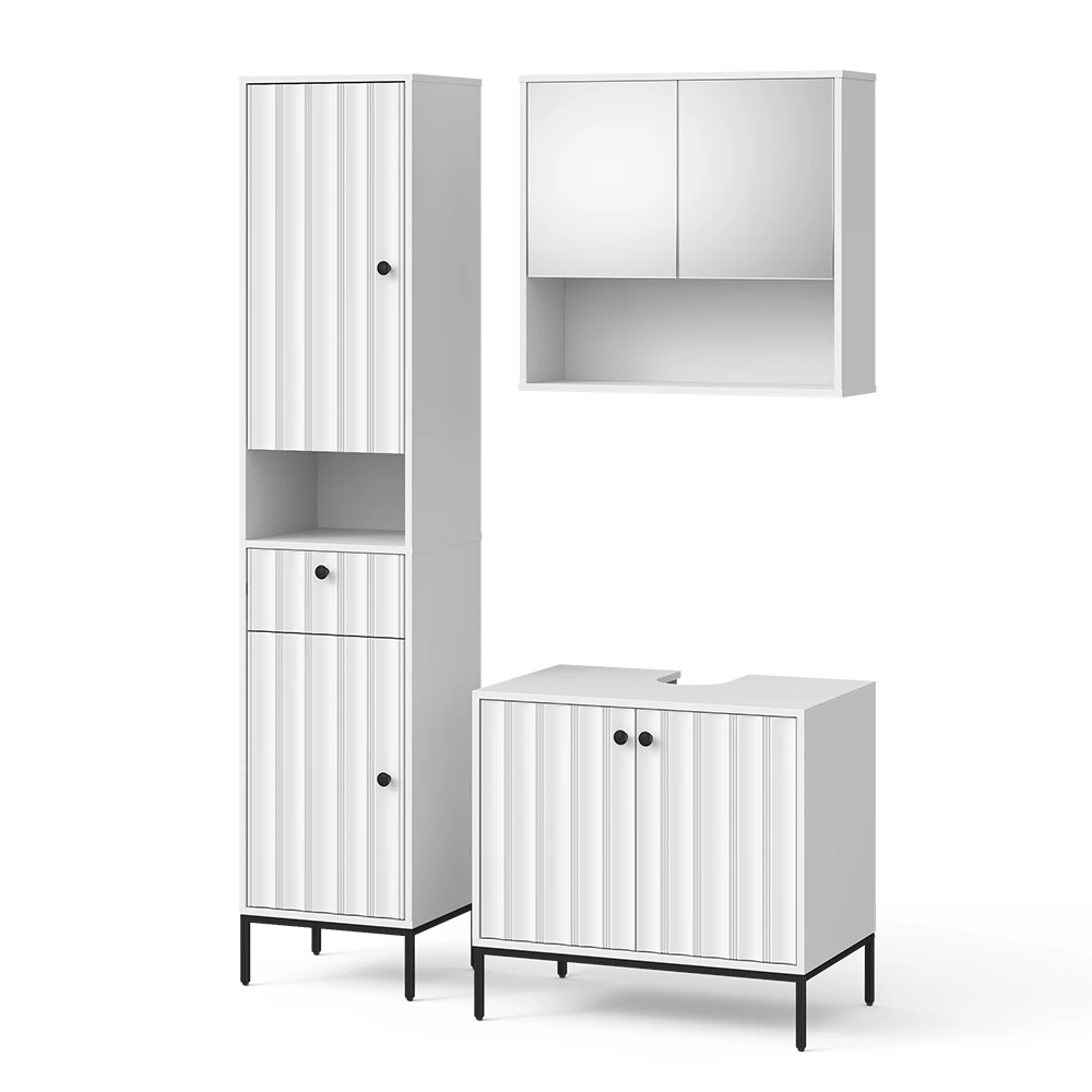 Badkamermeubelset in Witte golf on white background