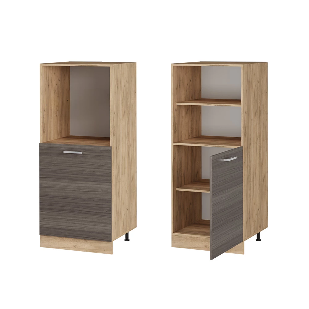 Herdumbauschrank R-Line Edelgrau/Goldkraft Eiche 60 cm Vicco