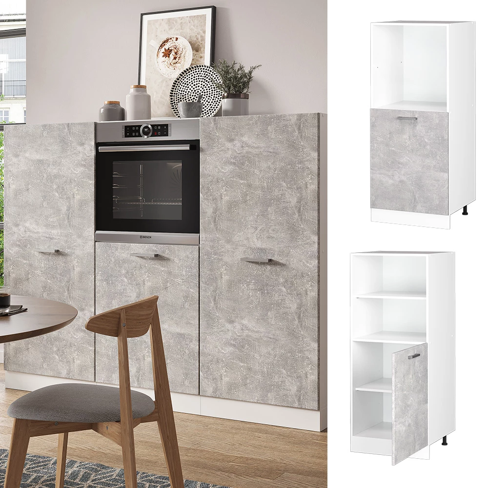 Mobile per forno da incasso in Calcestruzzo, shown in ambient setting and on white background