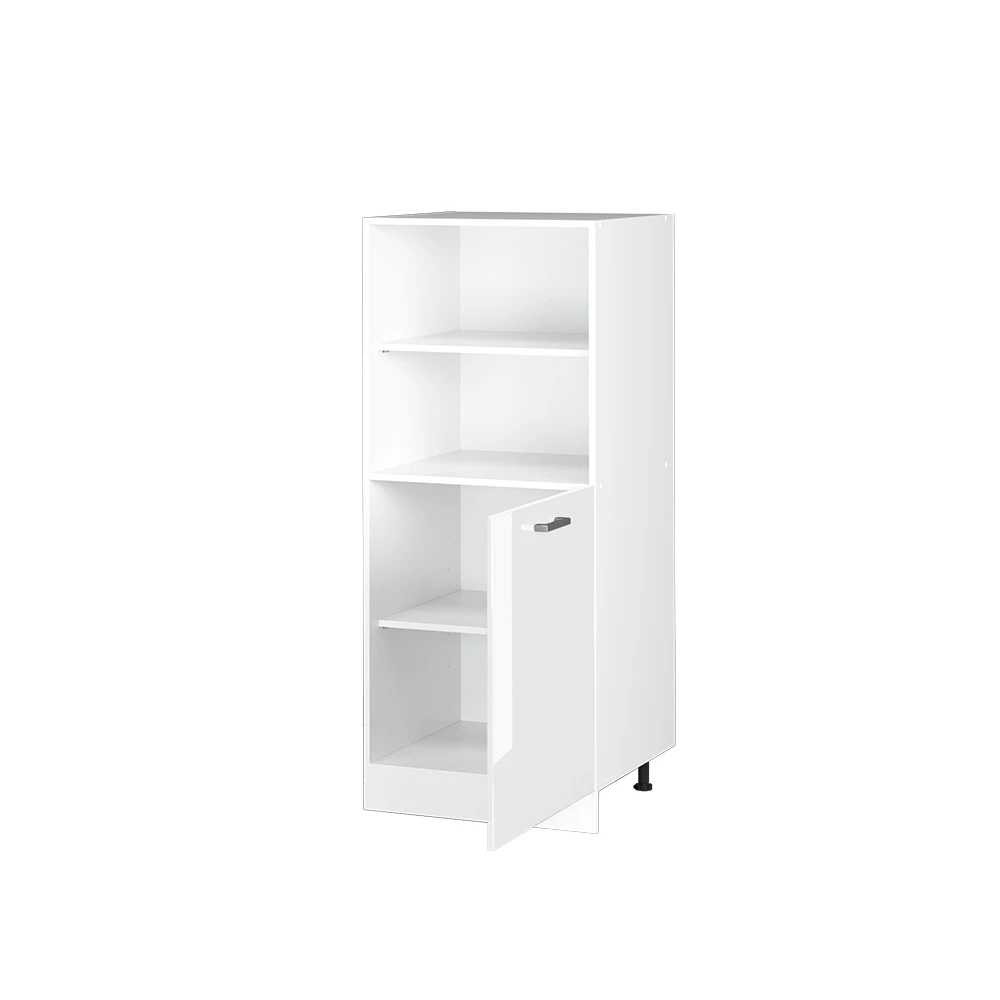 Armario para horno empotrado en Blanco alto brillo sobre fondo blanco con elementos decorativos