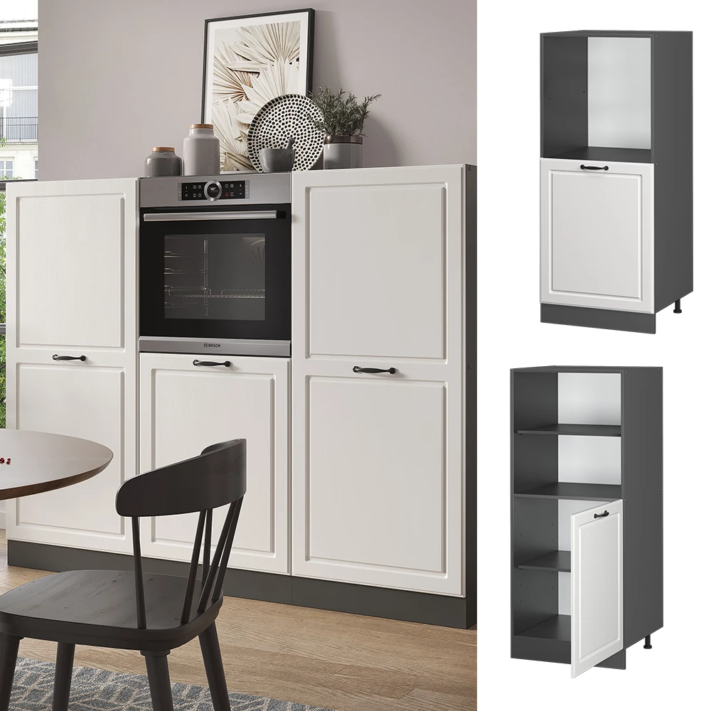 Ormarić Za Pećnicu u boji Bijela Seoska  , prikazan u ambijentalnom okruženju i na bijeloj pozadini