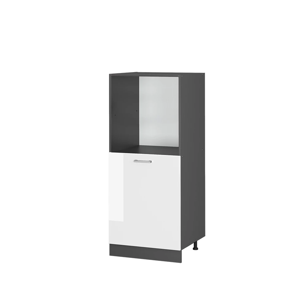 Herdumbauschrank in Weiß Hochglanz auf weißem Hintergrund