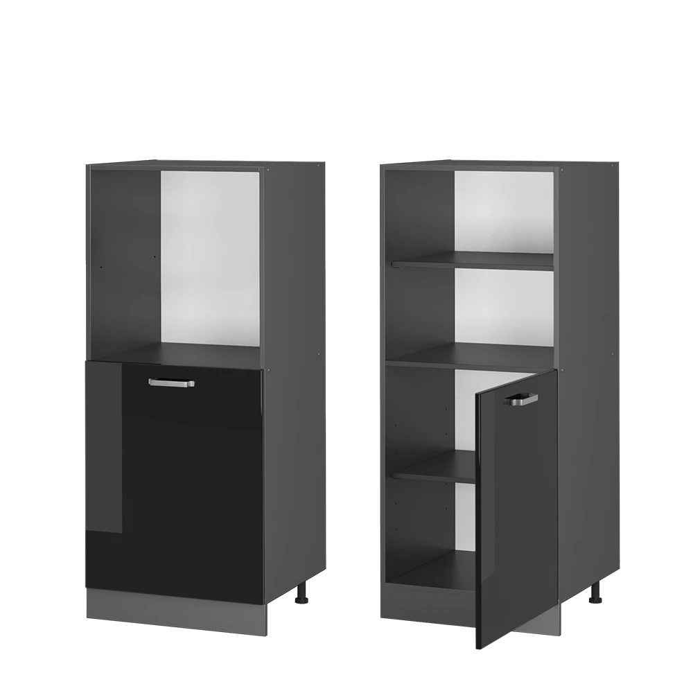 Armário de conversão de fogão R-Line Preto alto brilho 60 cm Vicco