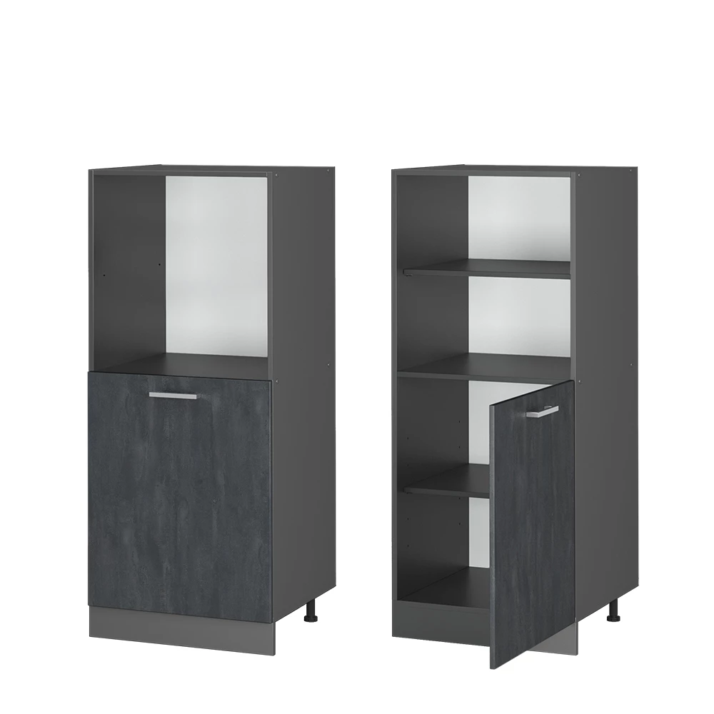 Herdumbauschrank R-Line Schwarz Beton 60 cm livinity®