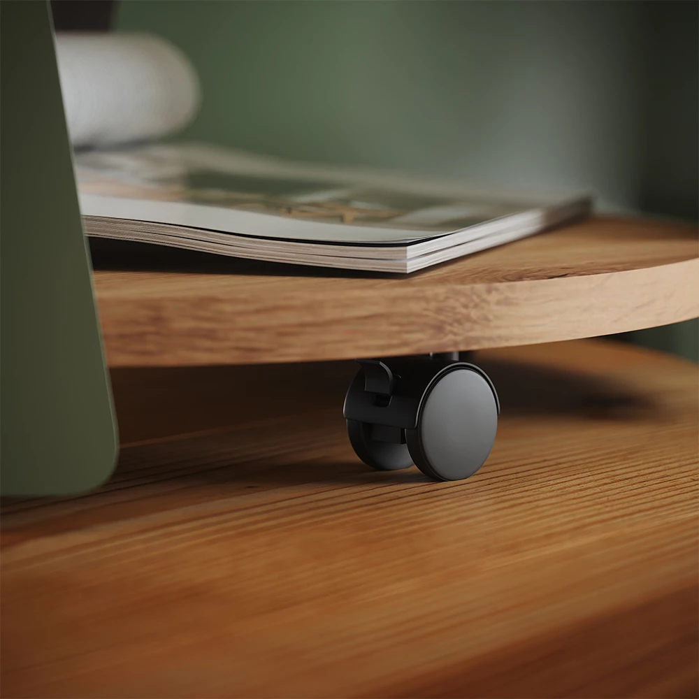 Nahaufnahme von Couchtisch in Eiche, zeigt Design- und Oberflächendetails