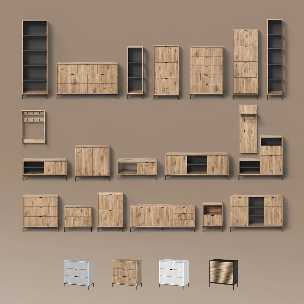 Kommode Aterno Grau 76 x 120 cm mit 5 Schubladen livinity®