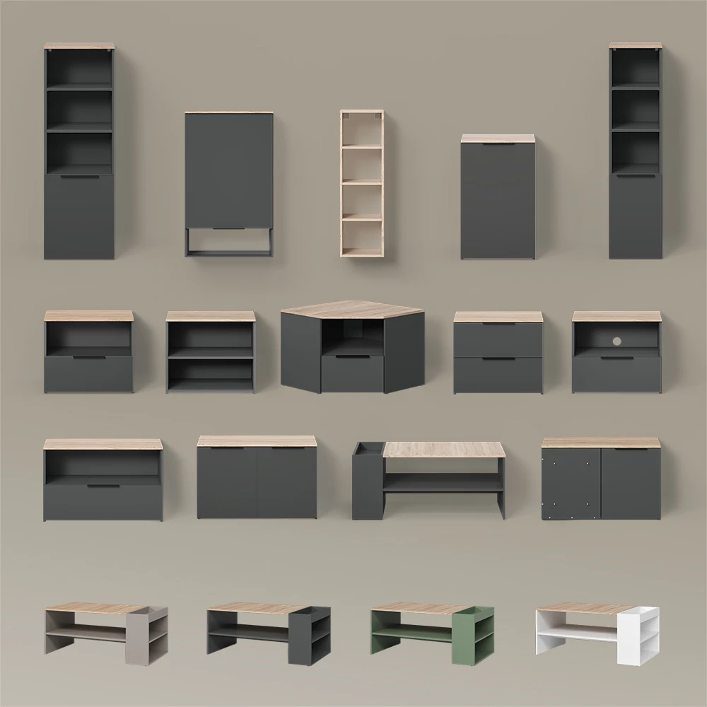 Lowboard Piave Anthrazit/Sonoma 60 x 50 cm mit 2 Fächern livinity®