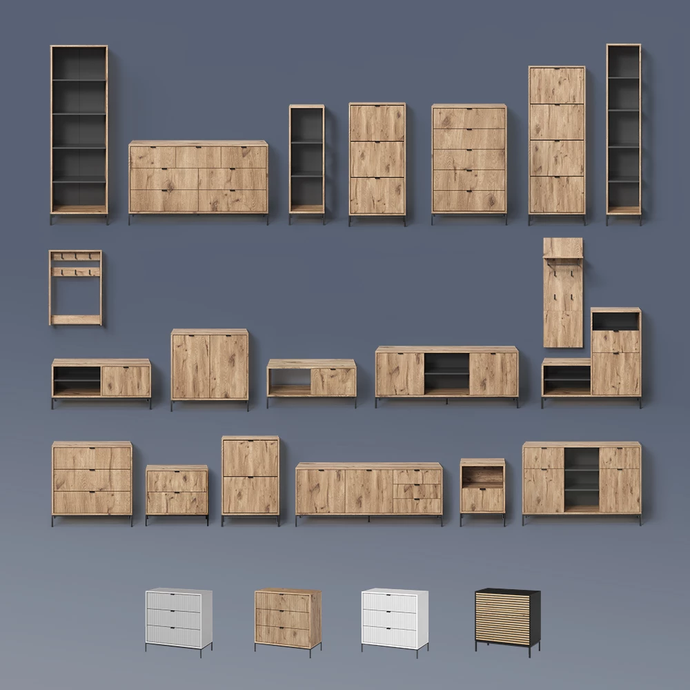 Kommode Aterno Goldkraft Eiche/Anthrazit 80 x 81.2 cm 2 Schubladen livinity®