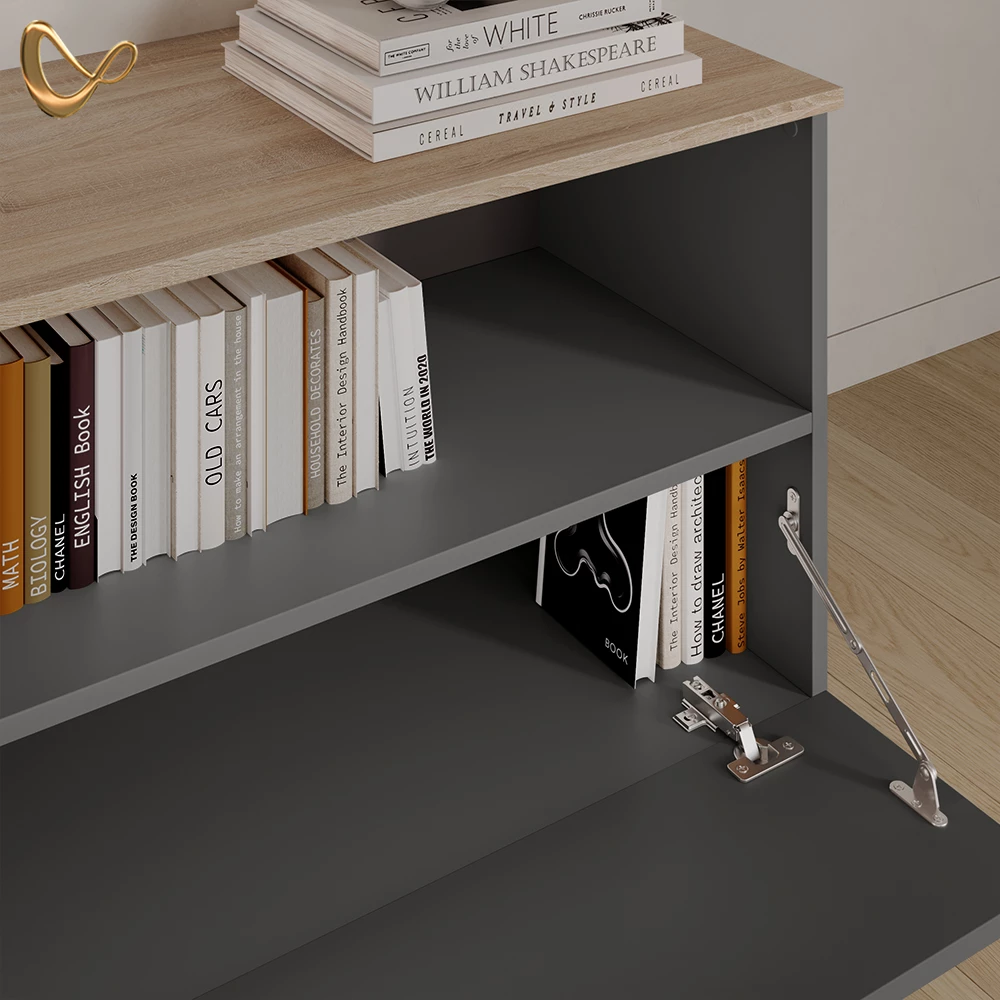 Nahaufnahme von Kommode in Anthrazit/Sonoma, zeigt Design- und Oberflächendetails