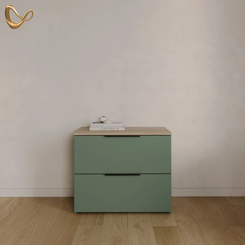 Kommode Piave Grün 60 x 50 cm mit 2 Schubladen livinity®