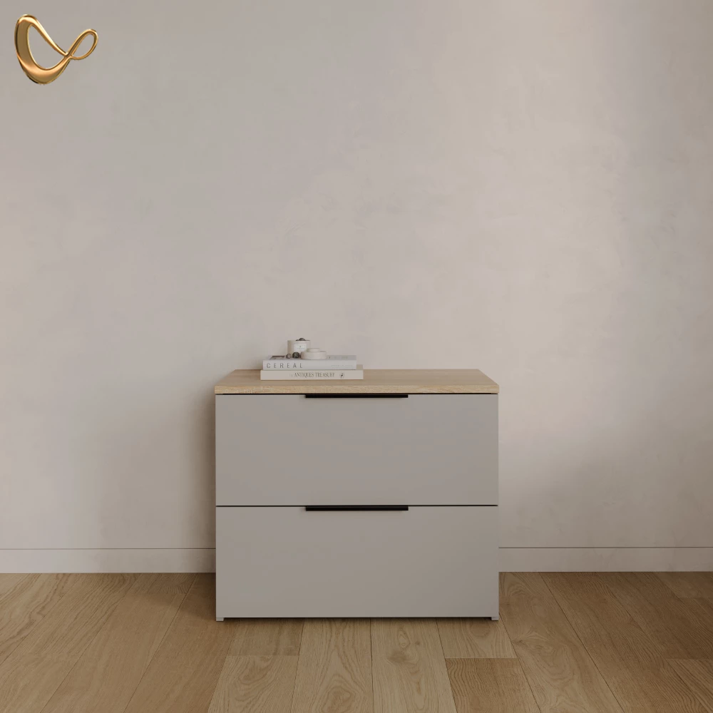Kommode Piave Greige 60 x 50 cm mit 2 Schubladen livinity®