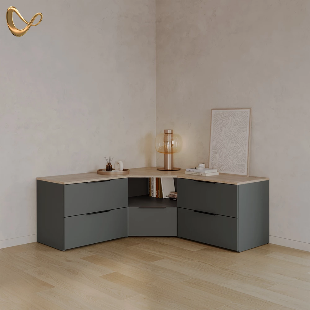 Wohnwand Piave Anthrazit 3 Teile livinity®