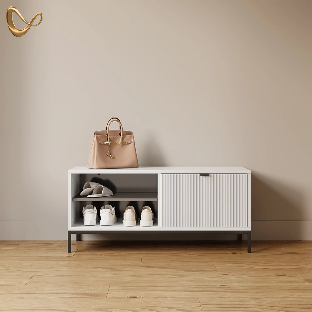 Schuhschrank Aterno Weiß 100 x 45 cm mit Klapptür livinity®