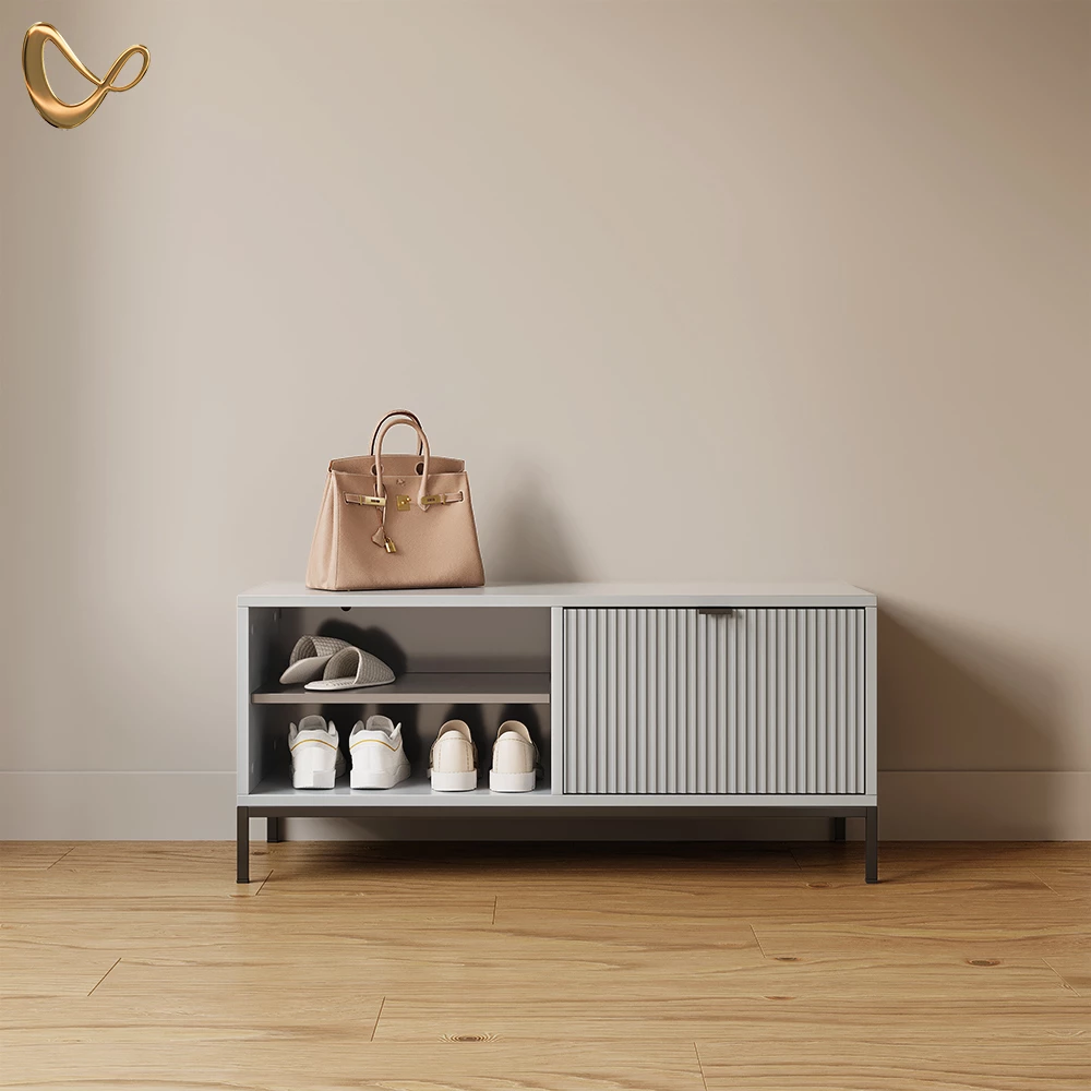 Schuhschrank Aterno Grau 100 x 45 cm mit Klapptür livinity®