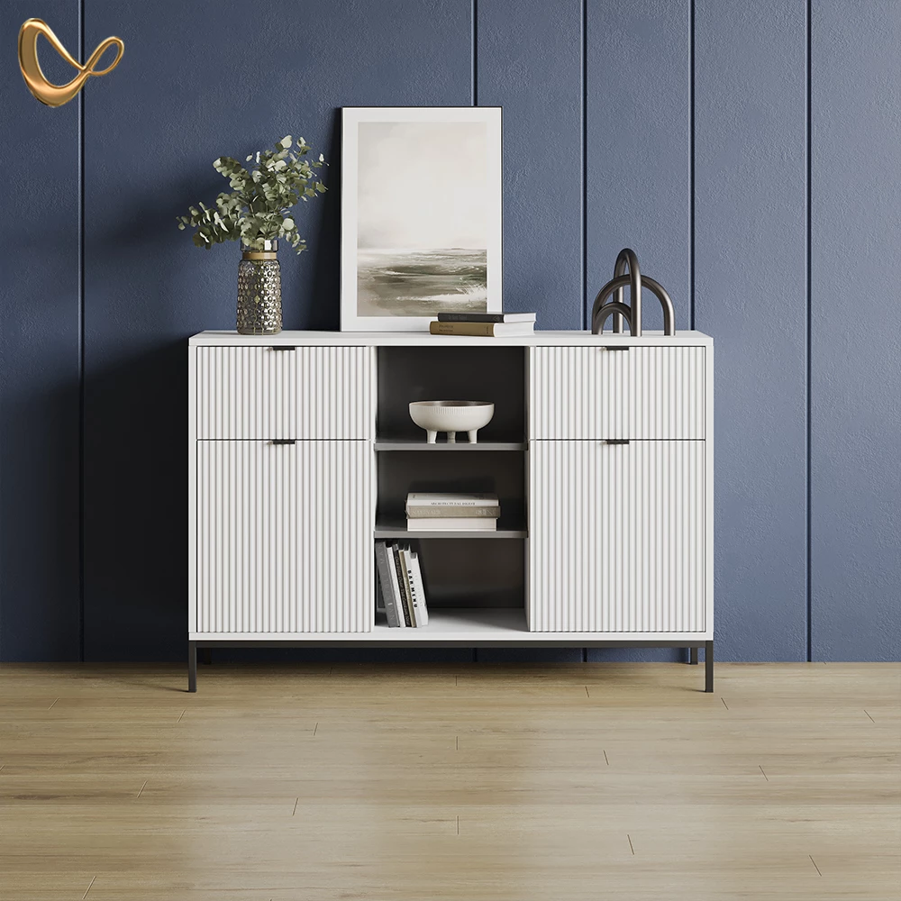 Kommode Aterno Weiß 120 x 81.2 cm mit 2 Schubladen und 2 Türen livinity®