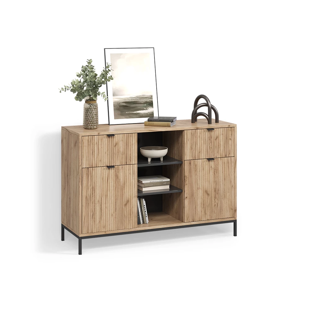 Kommode in Viking Oak auf weißem Hintergrund