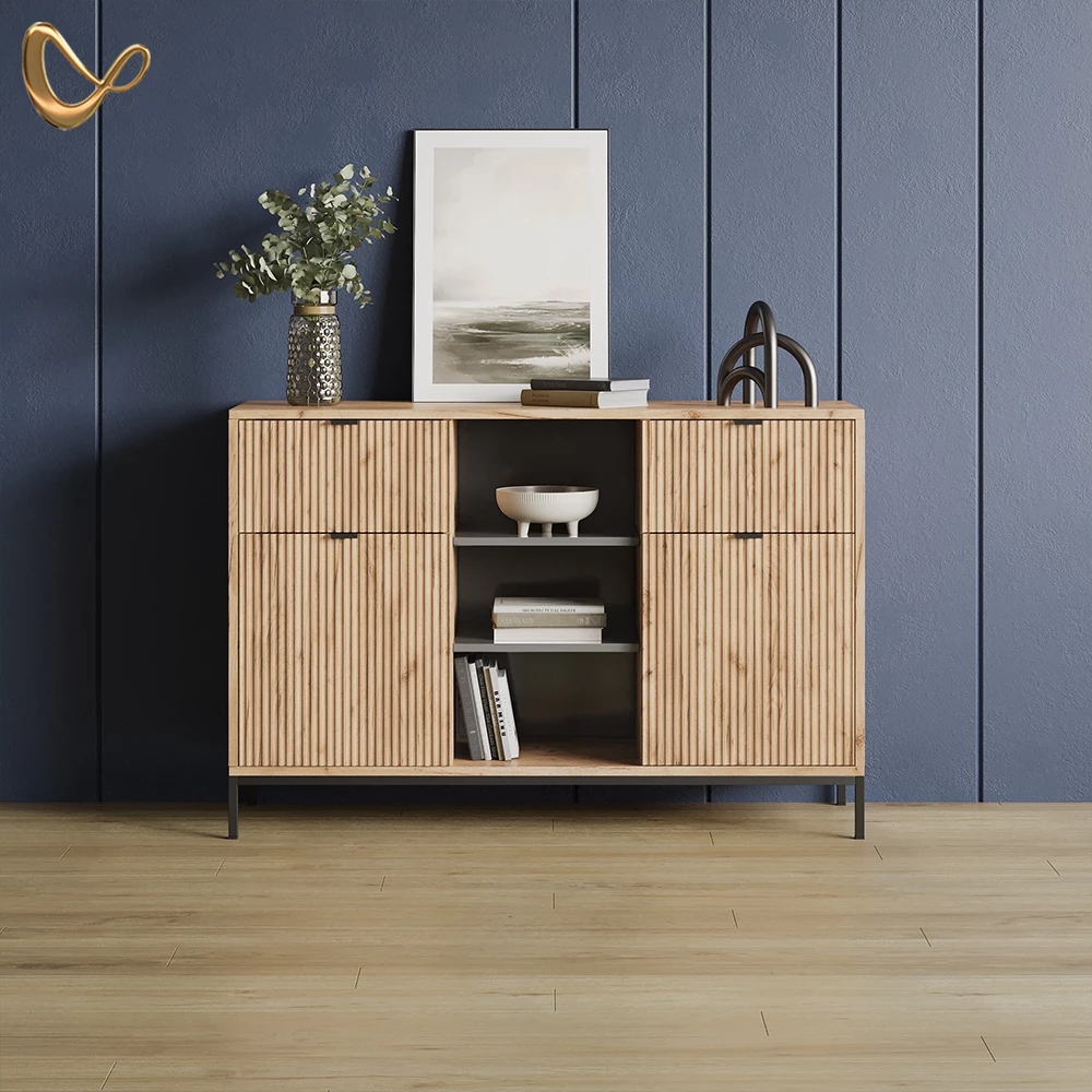 Kommode Aterno Viking Oak 120 x 81.2 cm mit 2 Schubladen und 2 Türen livinity®