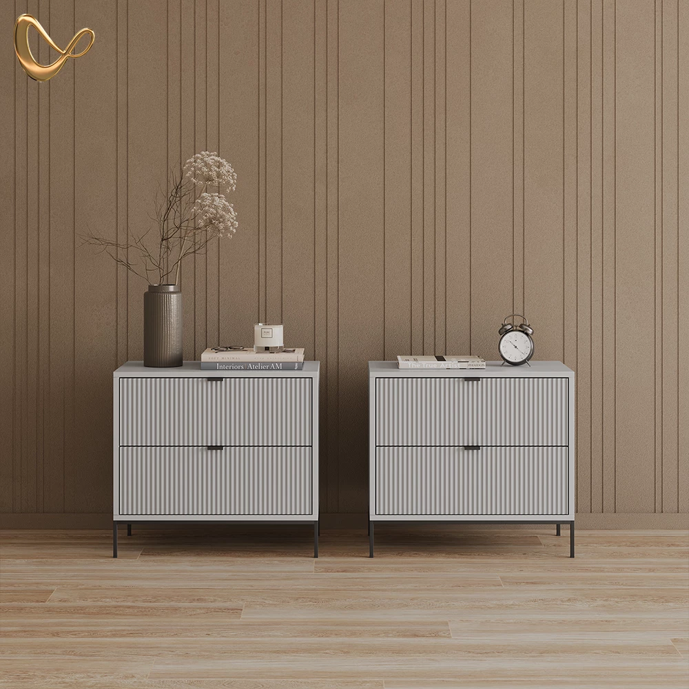 Nachttische Aterno Grau 2er Set livinity®